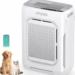 Dhyala Luftreiniger mit HEPA-Filter, WiFi, Schlafmodus, AQI, Aroma, Timer, gegen Staub, Pollen, Haustiere & Rauch