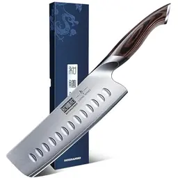 HOSHANHO Nakiri Küchenmesser 18 cm - Japanisches Mehrzweckmesser mit Pakkaholzgriff