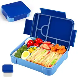 Dntorx Brotdose für Kinder, 1330ml Auslaufsichere Bento Box mit Besteck – Ideal für Schule und Ausflüge (Blau)
