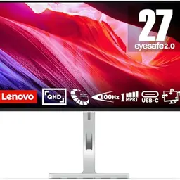 Lenovo L27h-4A 27" QHD Monitor mit IPS, USB-C, HDMI, DisplayPort, Lautsprechern – grau