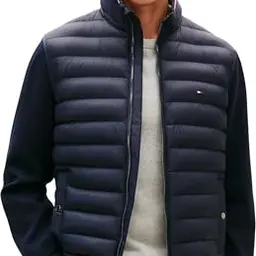 Tommy Hilfiger Herren Sweatshirt mit Reißverschluss, Steppjacke, Blau, Größe M