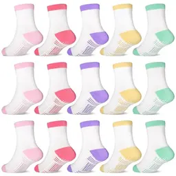 GRPSKCOS Stoppersocken Mädchen 15 Paar ABS Rutschsocken für 0-7 Jahre (Weiße Serie 3-5 Jahre)