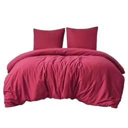 Aisbo 3-teiliges Bettwäsche-Set 220x240 cm in Rot - Mikrofaser, weich und bügelfrei