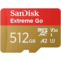 SanDisk 512GB Extreme Go Micro SDXC Karte für Smartphones, Action Cams & Drones, UHS-I, bis zu 200MB/s, V30, Class 10