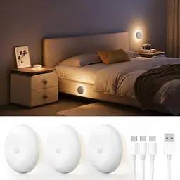 Homelist Nachtlicht mit Bewegungsmelder, 3 Farben & Dimmfunktion, ideal für Schlafzimmer, Flur, Bad, Kinder & Senioren (3 Stück)