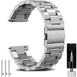 OTOPO Armband für Galaxy Watch 4/5/6/7, Active 2, 20mm Edelstahl, Silber, für Frauen und Männer