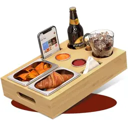 Yeabett Couchbar Snackbox mit 2 Snackschalen & Dipschalen, Abnehmbarer Deckel für Wohnzimmer, Schlafzimmer und Garten