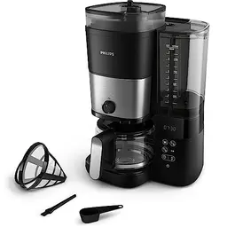 Philips All-in-1 Kaffeemaschine mit Kegelmahlwerk und 1,25-L-Glaskanne, individuelle Intensitätsauswahl