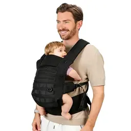 PDBEST Ergonomische Babytrage für Väter, 3-in-1 für Kleinkinder (4-36 Monate), leicht & atmungsaktiv, Schwarz