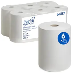Scott Slimroll Papierhandtücher, 1-lagig, 6 Rollen x 165 m, weiß, FSC-zertifiziert