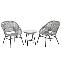SVITA Tulum 3-teiliges Balkonmöbel Set mit Stühlen und Tisch in Grau