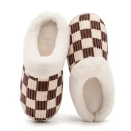 Flauschige Plüsch Hausschuhe für Damen und Herren, Rutschfeste Memory-Schaum Pantoffeln für Winter (Braun, 40/41 EU)