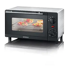 SEVERIN Mini Backofen und Toaster, 800W, 9 L, inkl. Grillrost und Backblech, silber/schwarz