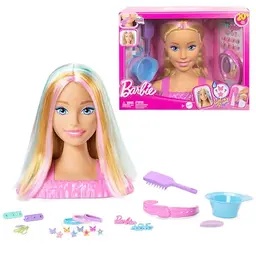 Barbie Styling-Kopf mit blondem Haar und 20+ Zubehörteilen, mit Stern, Schmetterling und Haarclips mit Farbwechsel