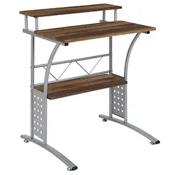 Flash Furniture Computer-Schreibtisch mit Ablagefächern, rustikale Walnuss, Metall