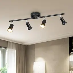 Dehobo LED Deckenstrahler 4 Flammig Schwarz - Drehbare Deckenlampe für Wohnzimmer, Küche und Schlafzimmer