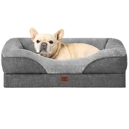 EHEYCIGA Orthopädisches Hundebett für kleine Hunde, 76x51cm, wasserdicht und waschbar, grau