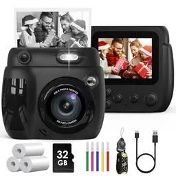 Gofunly Sofortbildkamera für Kinder, 2,4 Zoll, inkl. 32GB Karte & Druckpapier, Geschenk für 3-12 Jahre