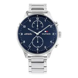 Tommy Hilfiger Herren Quarz-Uhr mit Silberarmband, 1791575