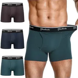 Gladbecke Herren Boxershorts Atmungsaktiv Baumwolle Gummibund 3er Pack Dunkelblau, Seegrün, Violett
