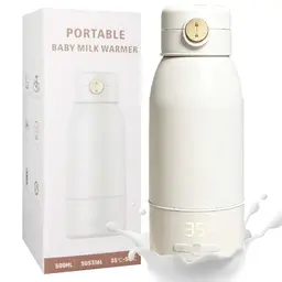 Tragbarer Flaschenwärmer für Babys - Schnelles Aufheizen von Muttermilch und Wasser, 500ml Kapazität, 24 Stunden konstante Temperatur