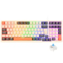 Rii Mechanische Gaming Tastatur mit QWERTZ, Kabelverbindung, 75% Layout, Blaue Schalter