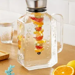 Baffect Glaskaraffe mit Fruchteinsatz, hitzebeständiger Wasserkrug für Sangria und Getränke (1.75L)