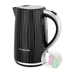 Russell Hobbs Eden Wasserkocher 1,7L, Schwarz mit Edelstahlakzenten, BPA-frei, mit Wasserstandsanzeige und herausnehmbarem Kalkfilter