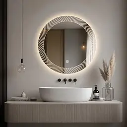 Adoture Badezimmer Wandspiegel mit LED-Beleuchtung, Touch-Schalter, 3-farbig dimmbar, 50cm wasserdicht
