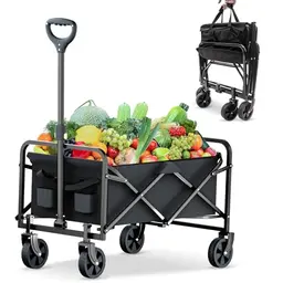 Rowce Faltbarer Bollerwagen mit Getränkehalter - Transportwagen für Garten, Strand & Camping (120kg)