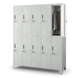 Jan Nowak Umkleideschrank 5B2A mit 10 Fächern und Lüftungsschlitzen - Grau - 172 cm x 136 cm x 45 cm