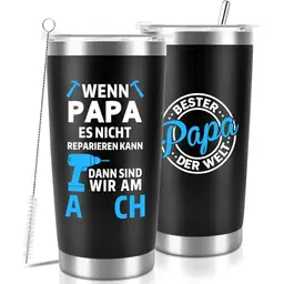 Personalisierter 600ml Thermobecher zum Vatertag, Weihnachten, für Papa und Opa
