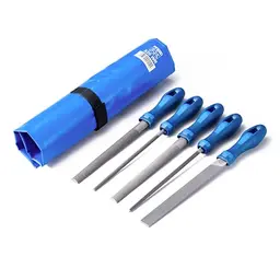 PFERD Werkstattfeilen-Set, 5 Feilen in PVC-Rolltasche, 200 mm - vielseitig einsetzbar