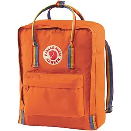 Fjällräven Kånken Rucksack, Burnt Orange mit Rainbow-Muster, 27x13x38cm
