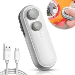 Mini Folienschweißgerät - Wiederaufladbarer Tütenversiegeler und -schneider, ideal für frische Snacks, perfekt für unterwegs (weiß)