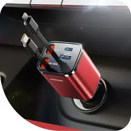 JOYROOM 84W Einziehbarer Zigarettenanzünder & USB C Auto Ladegerät, kompakt, für iPhone 17/Samsung S26