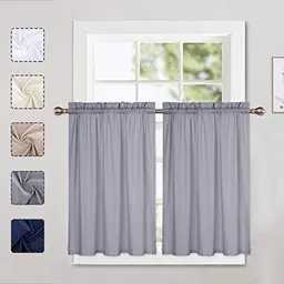 LinTimes Graue Vorhänge für kleine Fenster, 76,2 cm x 91,4 cm, 2 Stück