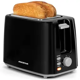 Aigostar Toaster mit 7 Bräunungsstufen, 2 breiten Toastschlitzen und Auftau- & Aufwärmfunktion, 750W, schwarz