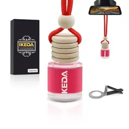 Ikeda Autoduftbaum mit Clip – Fruchtige Düfte (Kaffee, Beeren, Zitrone), 10 ml, für Innenraum, 45 Tage Laufzeit, edles Glas
