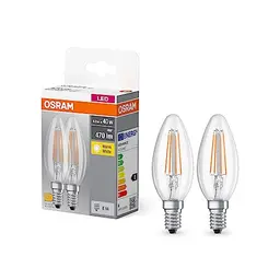 Osram BASE CLASSIC B FIL 40 LED-Lampe E14, Minikerzenform, 4W, warmweiß, Doppelpack
