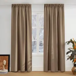 PONY DANCE Verdunkelnde Gardinen 2er Set H 245 x B 140 cm Cappuccino - Blickdicht für Wohnzimmer