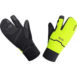 GOREWEAR Thermo Split Winterhandschuhe, winddicht und warm, 3-Finger, Black/Neon Yellow