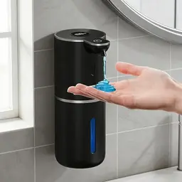 Fantictas Elektrischer Seifenspender, 380ml, USB wiederaufladbar, wandmontiert, für Bad & Küche, schwarz