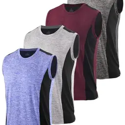 Ymmchy Herren Gym Tank Top Ärmelloses Muskelshirt Quick Dry 4er Pack Dunkelgrau/Weinrot/Hellgrau/Blau S