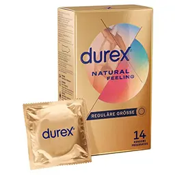 Durex Natural Feeling – Latexfreie Kondome mit Easy-On-Form – 14er Pack