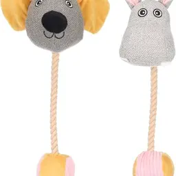 Flamingo Spielzeug für Welpen - Felsy Maus & Nilpferd mit Ball und Seil - 35x20x9cm