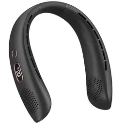 Fashioz Bladeless Nackenventilator, tragbar, leise, wiederaufladbar, für Reisen, Büro & Sport, Schwarz