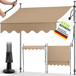 tillvex Balkonmarkise mit Handkurbel - UV-beständig & höhenverstellbar (Taupe, 150cm)
