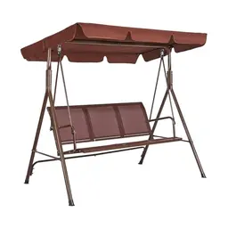 VEVOR 3-Sitzer-Terrassenschaukel mit verstellbarem Baldachin für Balkon, Garten und Terrasse - Braun