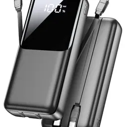 Power Bank 40000mAh, 22,5W, mit 3 Anschlüssen & 2 integrierten Kabeln – kompatibel mit iPhone, Android und mehr